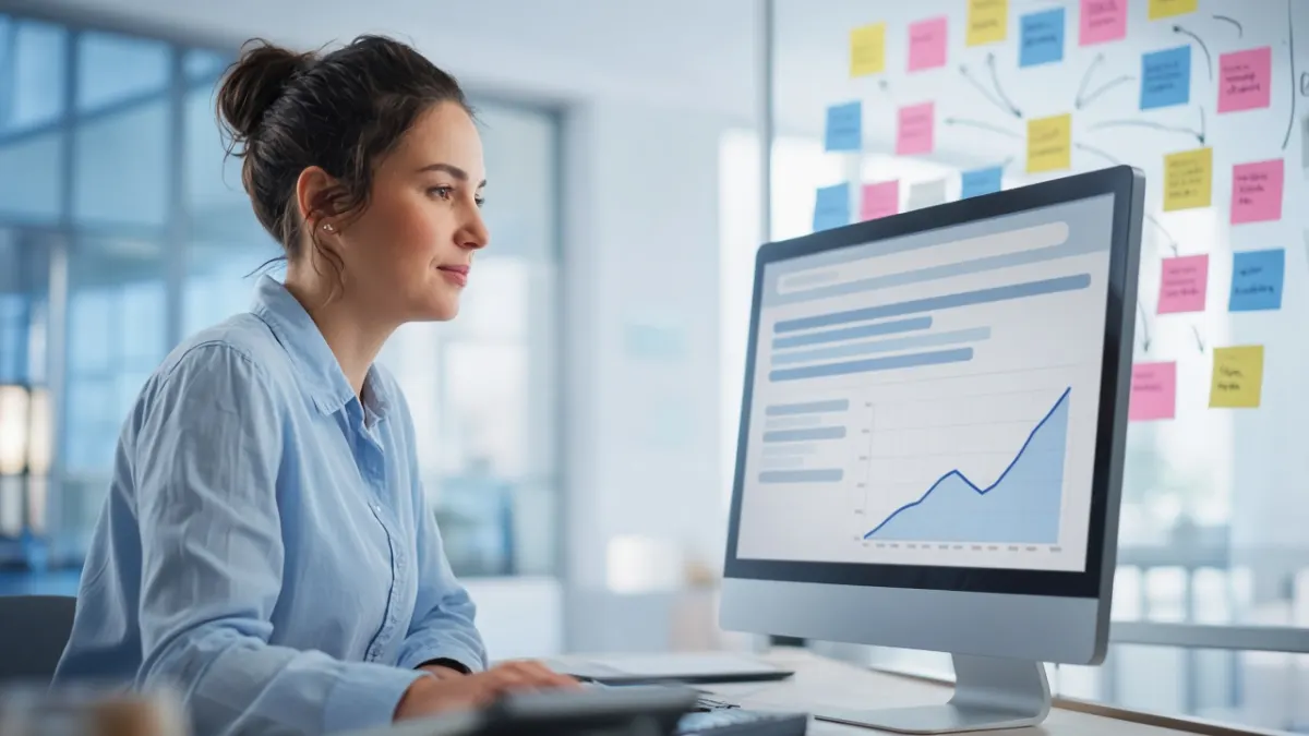 Marketing team reviewing search traffic charts