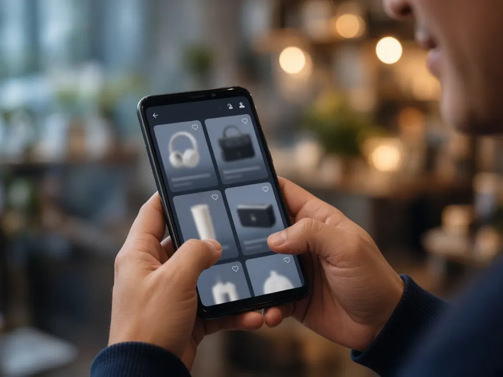 Mobil uygulamadan alışveriş yapan kullanıcı