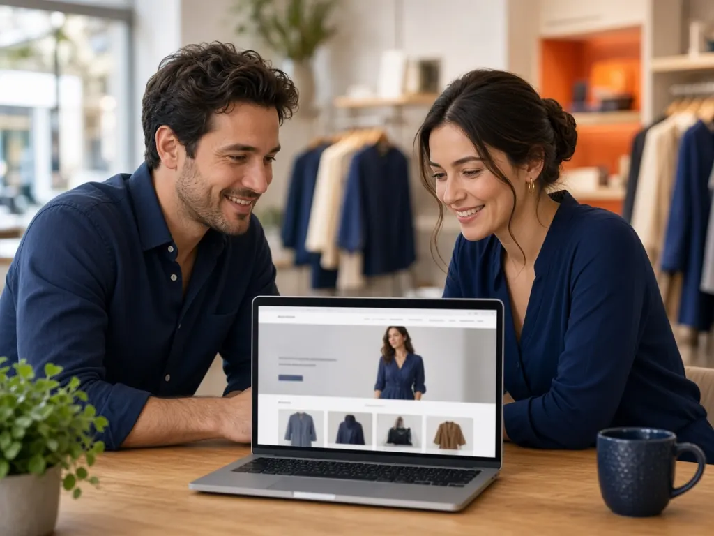 Yeni web sitesini inceleyen işletme sahipleri