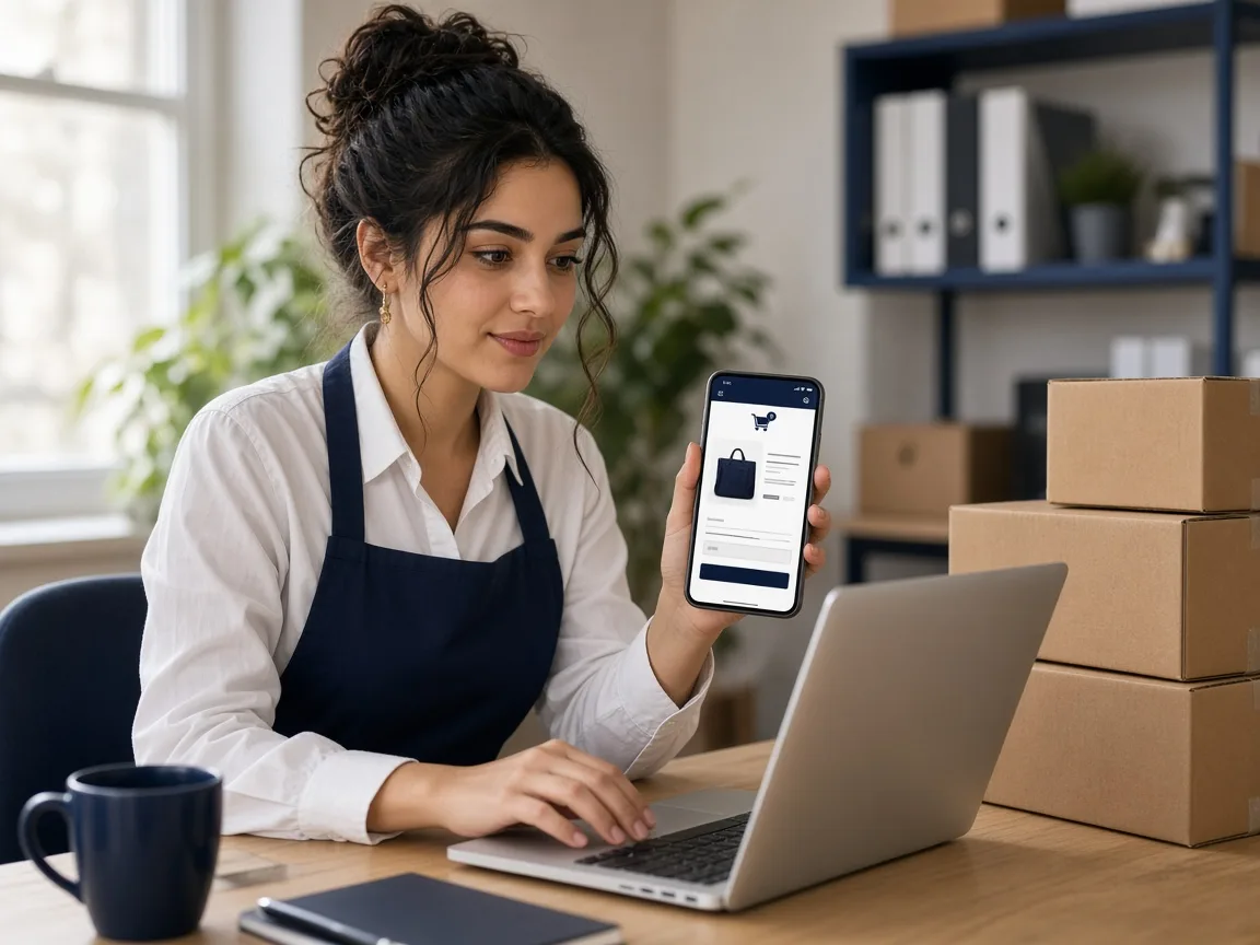 Online mağaza siparişlerini yöneten işletme sahibi