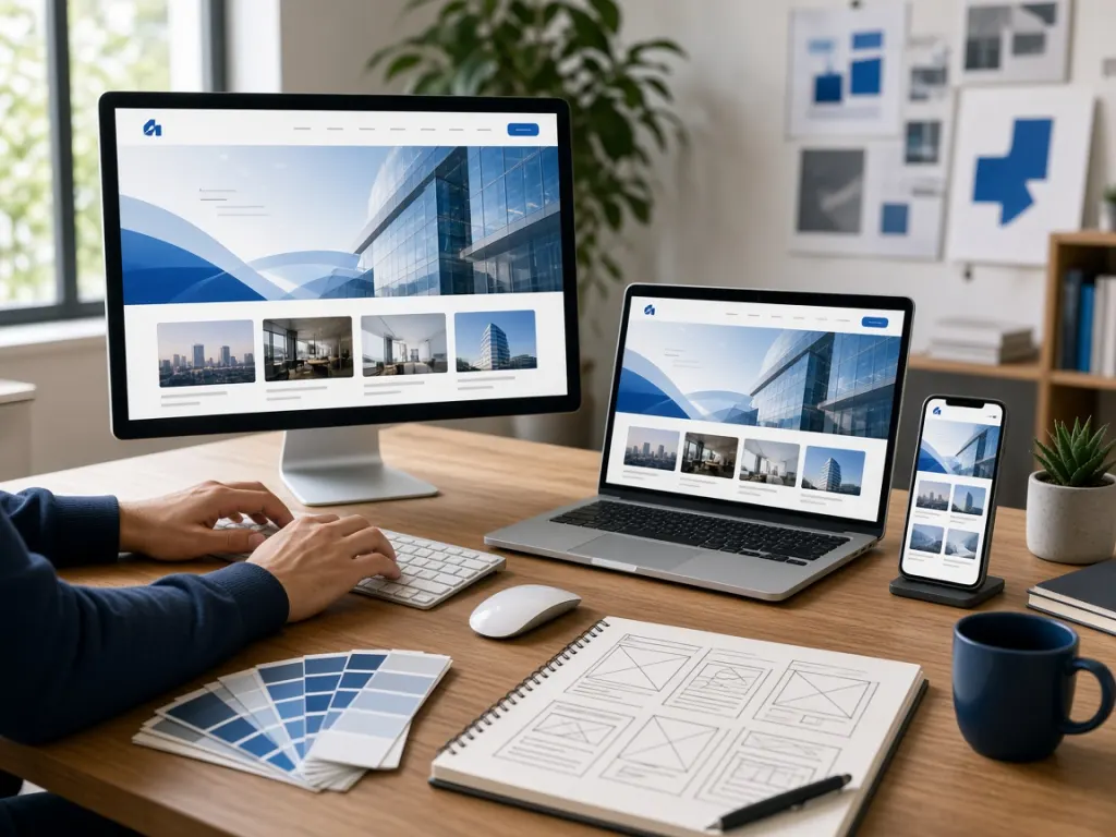 Bilgisayar, dizüstü ve telefonda aynı kurumsal web sitesi tasarımı