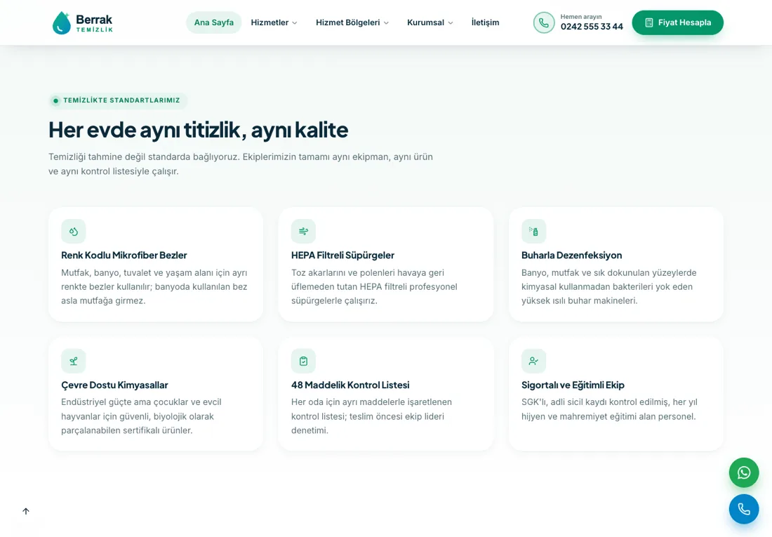 Neptün Temizlik - Cleaning Company Website with Online Price Calculator