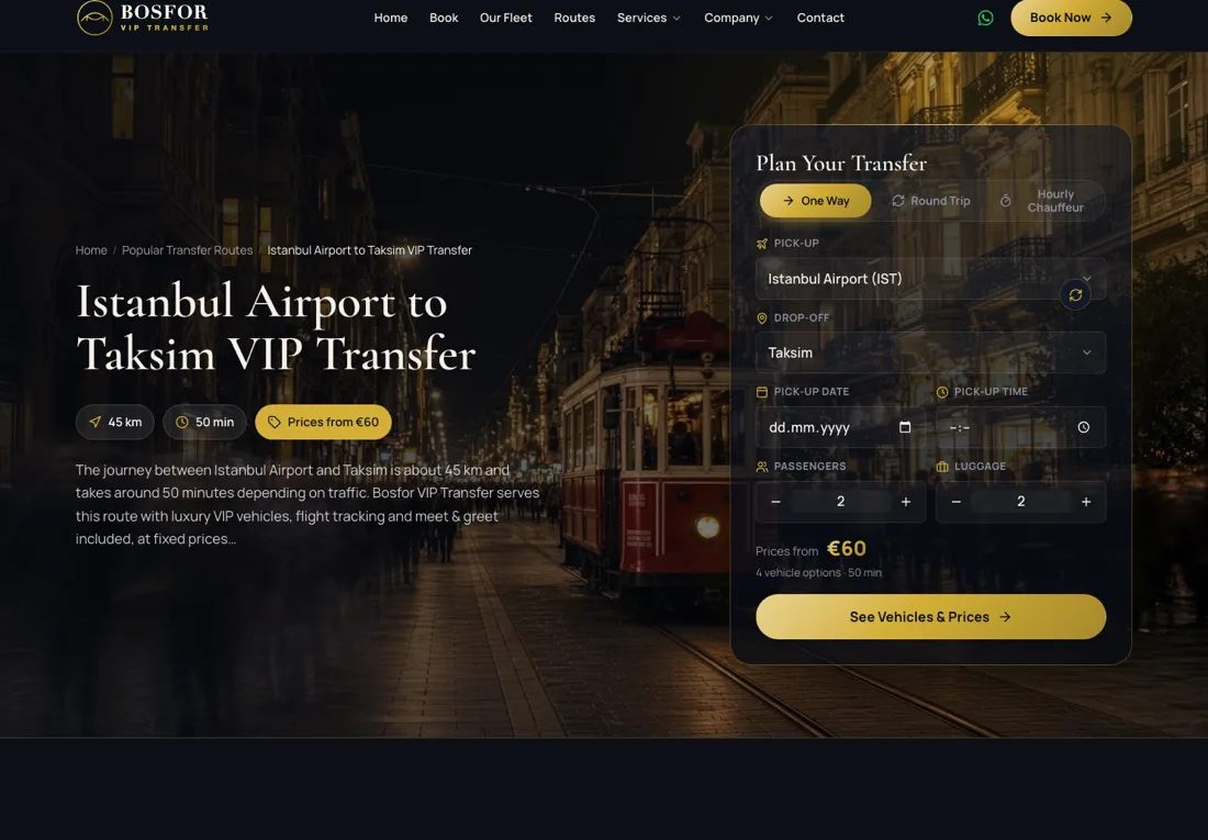 Satürn VIP Transfer - Airport VIP Transfer Website with Online Booking