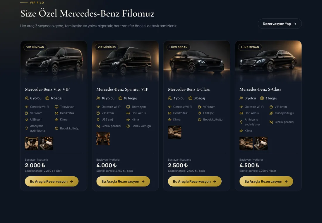 Satürn VIP Transfer - Airport VIP Transfer Website with Online Booking